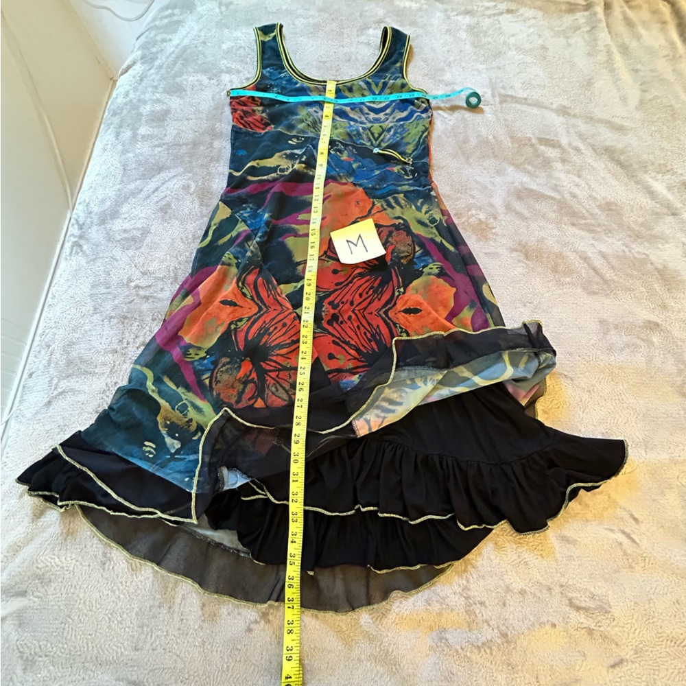Jane & John black blue orange green abstract lined comfortable dress Size M - Picture 9 of 9